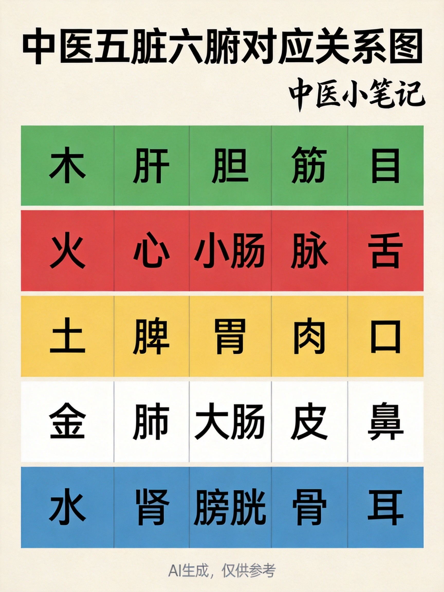 五脏六腑对应关系图(AI生成,仅供参考)